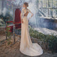 Sexy Satin High Slit Mermaid Wedding Dress Ruched Buttons Scoop Long Sleeve Bridal Gowns Hollow Back Plus Sizes Vestido De Noiva