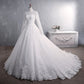 Muslimisches Hochzeitskleid eleganter hoher Hals mit Zug Prinzessin Braut Kleid Luxus Lace Stickerei Hochzeitskleid Vestido de Noiva