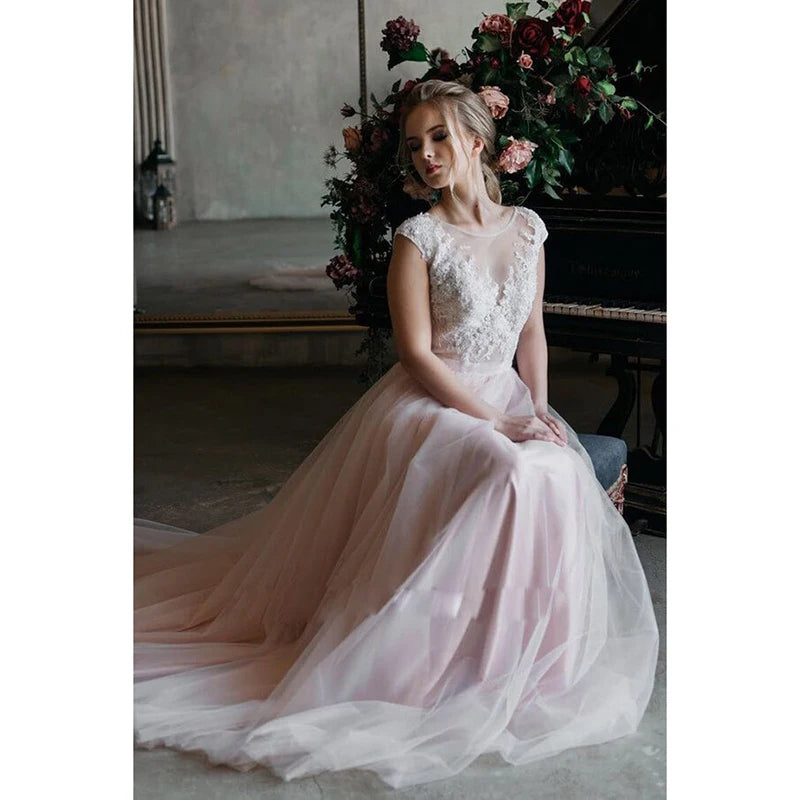 Tulle Wedding Dress Boho Elegent Sleeveless Plus Size Wedding Gown Bohemian Bride Dress robe mariee princesse