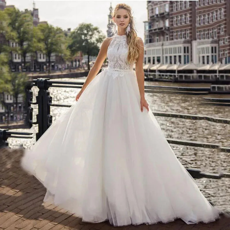 LoveDress Halter Neck Bohemian Wedding Dress For Women Lace Appliques Sexy Backless Bridal Gowns Beach Wedding Dresses Beach 14w