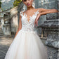 Custom Made V-neck Backless Tulle A-line Applique Lace Wedding Gowns vestido noiva 2021 Wedding Dress Boho