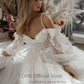LORIE paillettes robes de mariée manches bouffantes Appliques dentelle 3D fleurs épaules nues Tulle Boho robe de mariée vestidos de novia
