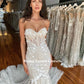 Elegant Sweetheart Mermaid Wedding Dresses Sleeveless Lace Appliques Glitter Tulle Skirt Trumpet Bride Dresses Plus Size
