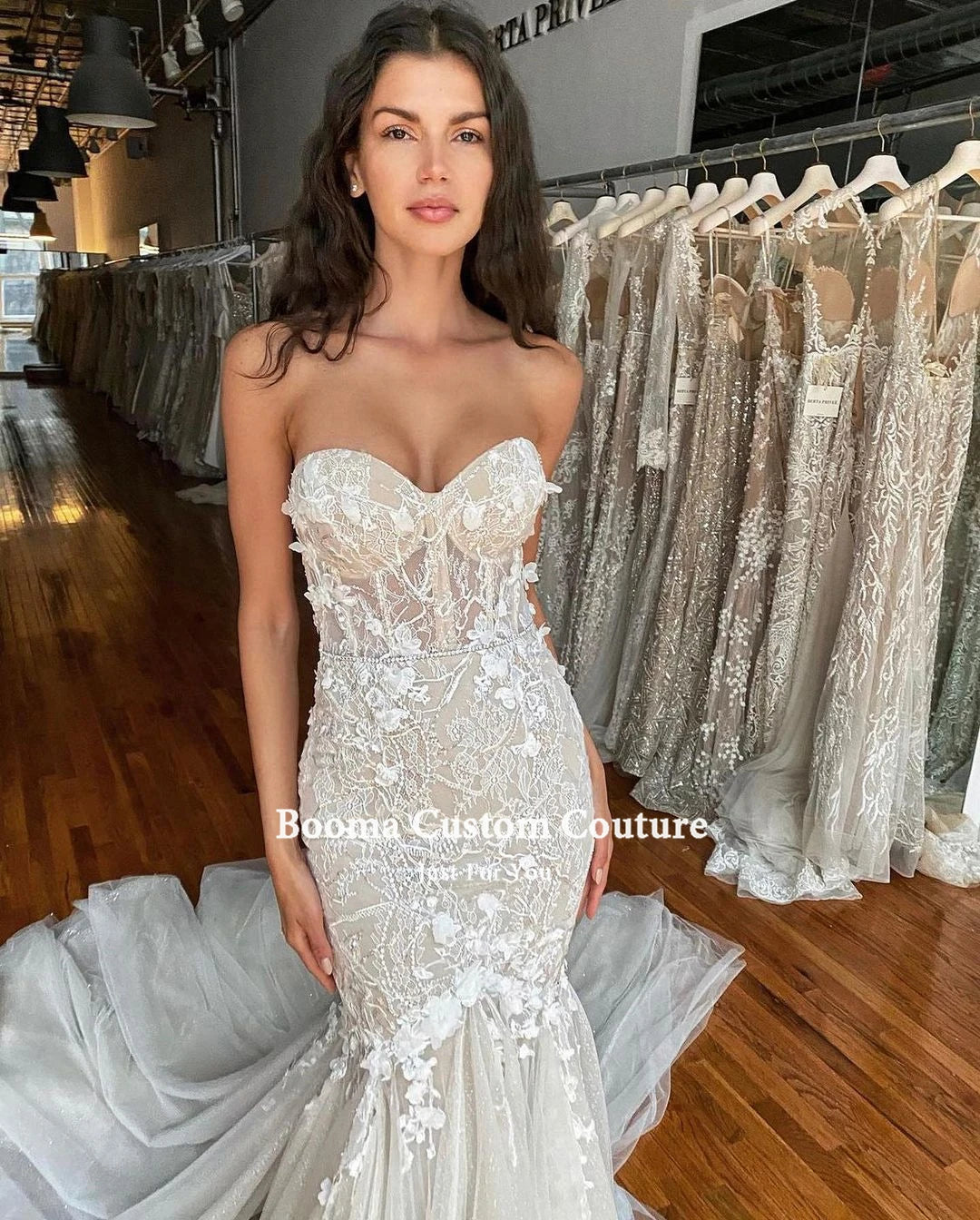Elegant Sweetheart Mermaid Wedding Dresses Sleeveless Lace Appliques Glitter Tulle Skirt Trumpet Bride Dresses Plus Size