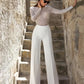 Sparkle Scoop Wedding Jumpsuits Long Sleeves Pants For Wedding Backless Elegant Wedding Suit Vestido de Novia Custom Made