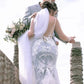 Vestidos de novia de sirena vintage con cuello en V y espalda descubierta Apliques de encaje flores 3D vestido de novia de estilo campestre de talla grande hecho a medida 