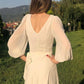 Robe de mariée en mousseline de soie, élégante, Simple, col en v, ceintures, dos nu, manches trois quarts, longueur au sol, sur mesure