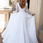 Lovedress Boho V-Neck Wedding Dress untuk Wanita Lengan Panjang Melipat A-Line Simple Chiffon Bride Gown Sweep Train Vestido de Novia