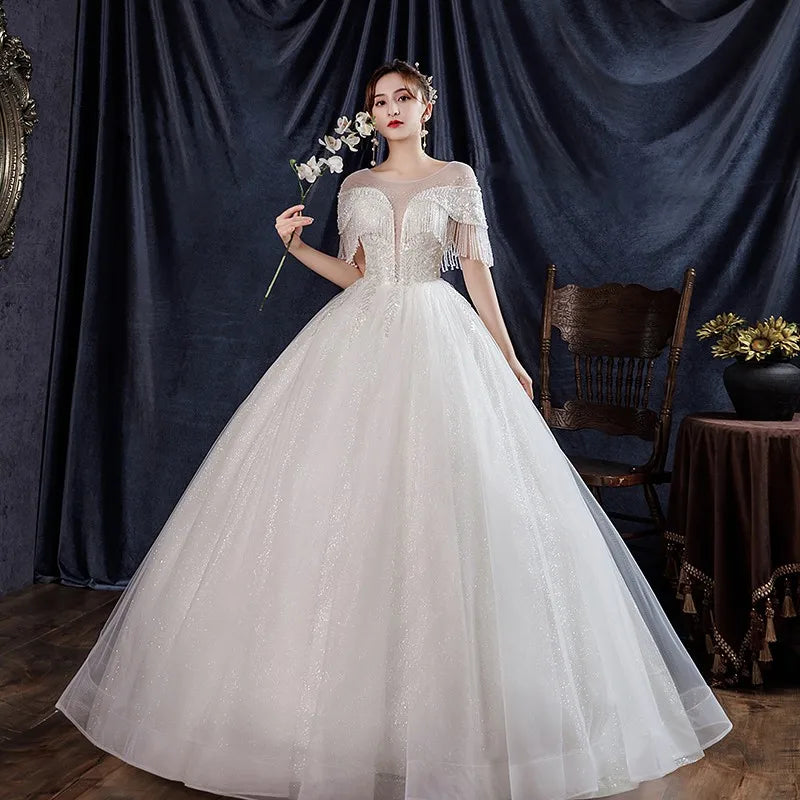 Abito da sposa Gryffon perle di lusso paillettes allacciata abito da ballo classico abito da sposa principessa Vestido de noiva personalizza