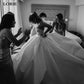 Robes de mariée princesse Satin chérie dentelle robes de mariée de mariage longue traîne ivoire robe de bal de mariage 