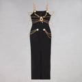 Runway Fashion Maxi Long Bandage Dress Open Fork Chains Strap Fashion Beading Bandage Dress Cocktail Party Bodycon Dresses as photo 2