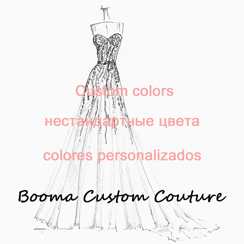 Booma – robe de mariée sirène élégante à paillettes, col haut, dos nu, robes de soirée pour femmes, robes de bal avec traîne