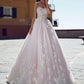 Elegant Pink Beach Wedding Dresses Boho Strapless Back Lace-up Bridal Gown Tulle Princess Vintage Wedding Gown Sweep Train