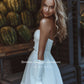 Gaun pengantin sifon rendah sederhana gading kekasih gaun pengantin pendek celah depan buka kembali gaun pengantin a-line belakang