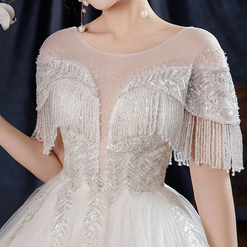 Gryffon Hochzeitskleid Luxusperlen Pailletten Schnürung Ballkleid Klassische Brautkleid Prinzessin Vestido de Noiva Anpassen