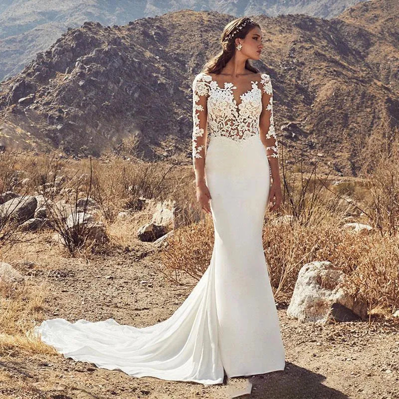 Mermaid Wedding Dresses Sexy Lace Backless Bridal Gowns With Long Sleeves Boho Wedding Dress vestido de noiva 14w