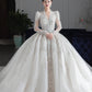 French Luxury White Sequined Wedding Dresses For Bride Elegant Sexy Slim Puff Sleeve Long Prom Party Dress Women Vestidos