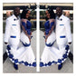 White Royal Blue Lace Aso Ebi African Prom Dresses Long Illusion Sleeves Appliqued Mermaid Evening Formal Gowns Pageant Dress