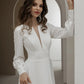 Simple Wedding Dresses Long Sleeve with Slit For Women White A-Line Backless Elegant Bridal Gowns Bride Dress Vestido De Noiva