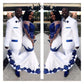 Vestidos de fiesta africanos Aso Ebi de encaje azul real blanco, mangas largas de ilusión, vestidos formales de noche de sirena con apliques, vestido de desfile