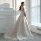 Classic Plus Size Wedding Dress Big Women's Bridal Dresses Scoop Half Sleeves Applique Glitter Tulle A-Line Gowns