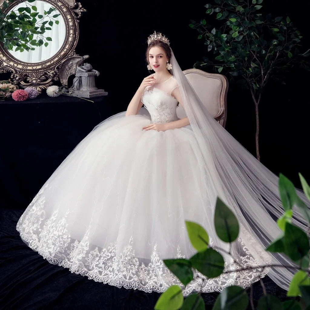Suknia ślubna nowa gryffon elegancka suknia balowa księżniczka luksus koronkowy vestido de noiva szat de mariee plus size