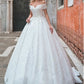 Fast Delivery Sweetheart Neckline Cap Sleeves Sweep Train A-line Lace Wedding Dress 2021 Bridal Gown With Belt