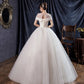 Pakaian Perkahwinan Lxuury Pearl O-Neck Wedding Gown Lace Up Ball Gown Classic Sequin Tulle Vestido De Noiva Plus Saiz