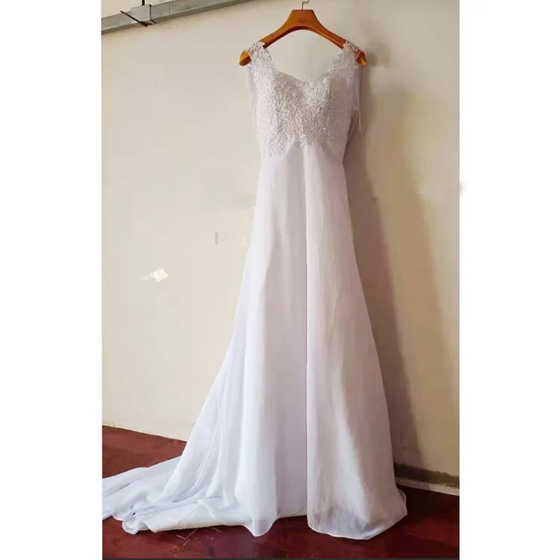 Vestido De Noiva Boho Wedding Dress Beach Wedding Dresses Sleveless V Neck Simple Bridal Dress Robe De Soiree