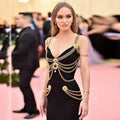 Runway Fashion Maxi Long Bandage Dress Open Fork Chains Strap Fashion Beading Bandage Dress Cocktail Party Bodycon Dresses