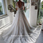 Floral Lace Princess Wedding Dresses Plunging V-Neck Short Sleeves Illusion A-Line Beach Bridal Gowns Plus Size
