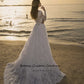 Elegant V-Neck Mermaid Wedding Dresses Illusion Long Sleeves Detachable Overskirts Lace Bride Dresses Trumpet Bridal Gowns