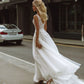 Lovedress boho Deep v-neck Wedding Dress Sleeveless Backless Lace Appliques Beach A-Line Bride Gown SWEEP Train Vestido de Novia