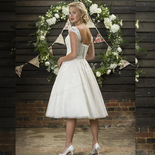 Vestido De novia hecho a medida con hombros descubiertos para mujer, corte en A, princesa, apliques De encaje blanco, bata Vintage De cristal