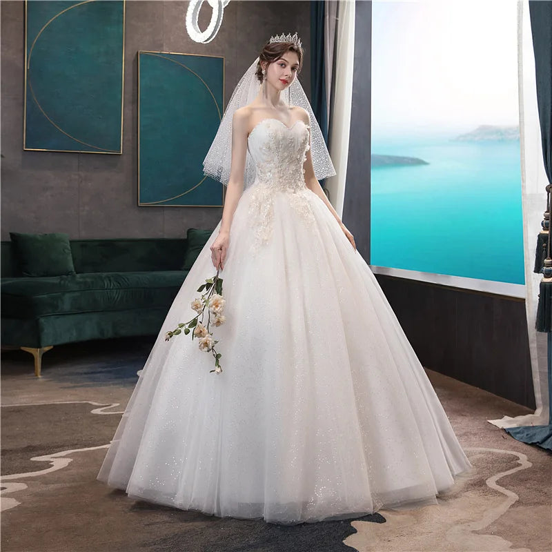 Wedding Dress Gryffon Classic Strapless Wedding Gown With Train Lace Up Ball Gown Luxury Lace Embroidery Robe De Mariee