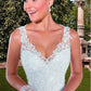 Marvelous Tulle V-neck Neckline A-line Wedding Dresses with Beaded Lace Appliques vestido de noiva Bridal Gowns