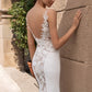 Illusion Back Satin Mermaid Wedding Dress V Neck Tank Lace Appliques Bridal Robes New Modern Bride to Be Vestido De Novia