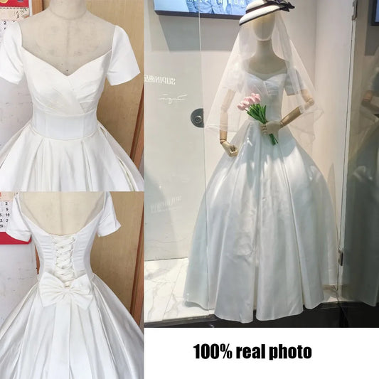 Vestido de Noiva Gryffon Klassiker O-Neck Hochzeitskleid mit Zug Luxus Satin Ballkleid Prinzessin Robe de Mariee Plus Size