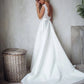 Elegant Lace Wedding Dresses Backless High Quality Satin Princess Bridal Gowns V-neck A-line Bride Dress with Trail