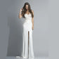 Elegant Backless Wedding Dresses High Split Lace Applique Beach Sheath Bridal Gowns Sweep Train Custom Made Robe De Mariee