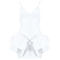 Women White Mini Dress Sexy Spaghetti Strap V Neck Ruffles Dress Celebrity Christmas Party Bandage Vestido WHITE