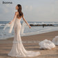 Schatz Prinzessin Meerjungfrau Brautkleider abnehmbarer Flare Langarmanlagen Applikationen Braut Kleider tauchen Trompete Hochzeitskleid