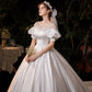 Vestido de Noiva Novo clássico cetim 1m Chapel Train Ball vestido de baile doce manga de luxo de luxo vestido de noiva de luxo plus size