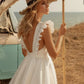 Krótkie suknie ślubne do panny młodej Długość kolan satynowe białe rękawe sukienki ślubne A-line wspaniałe otwarte pleców marki