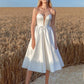Short Wedding Dress Robe De Mariee A-Line Knee Length Sleeveless Sweetheart For Women Lady Simple Beach White Pearls Elegant