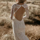 Boho Lace Mermaid Wedding Dresses Long Sleeves Square Neckline Trumpet Bohemian Bridal Gowns Sexy Backless Wedding Gowns