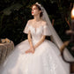 Wedding Dress New Vestido De Noiva Classic Lace Beadings Ball Gown Elegant Flare Sleeve Princess Luxury Robe De Mariee