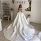 Sheer Scoop Long Sleeves Ball Gown Wedding Dresses Custom Made Pleated Ruched Bridal Gowns Princess Robe De Mariee