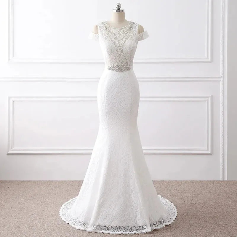 Elegant Beautiful Lace Fowers Mermaid Wedding Dresses vestidos de noiva robe de mariage Bridal Dress 14w