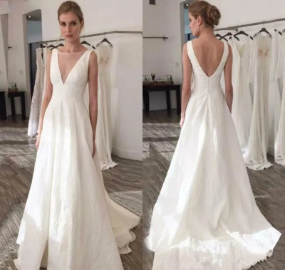 Abito da sposa bianco semplice semplice spiaggia estiva boho una linea senza sposa abiti da sposa da sposa da sposa da sposa più dimensioni